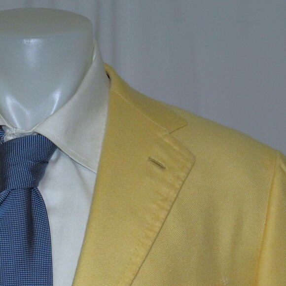 Tincati x Partenopea Bespoke Yellow Weave Cashmere Two Button Sport Coat 44L - Picture 5 of 15